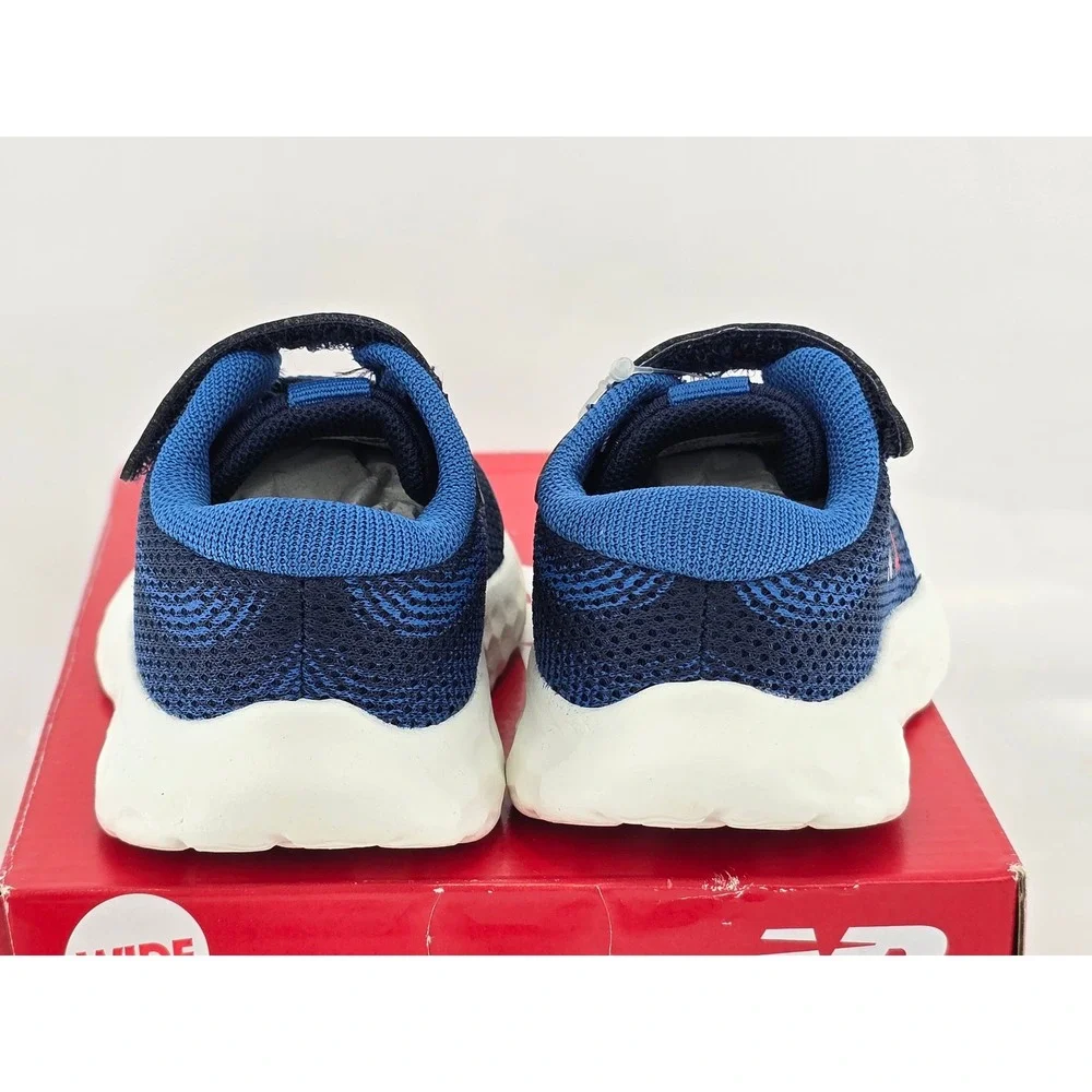 New Balance 520v8 Bungee Lace Kids 3 Wide Blue Red Sneakers - New